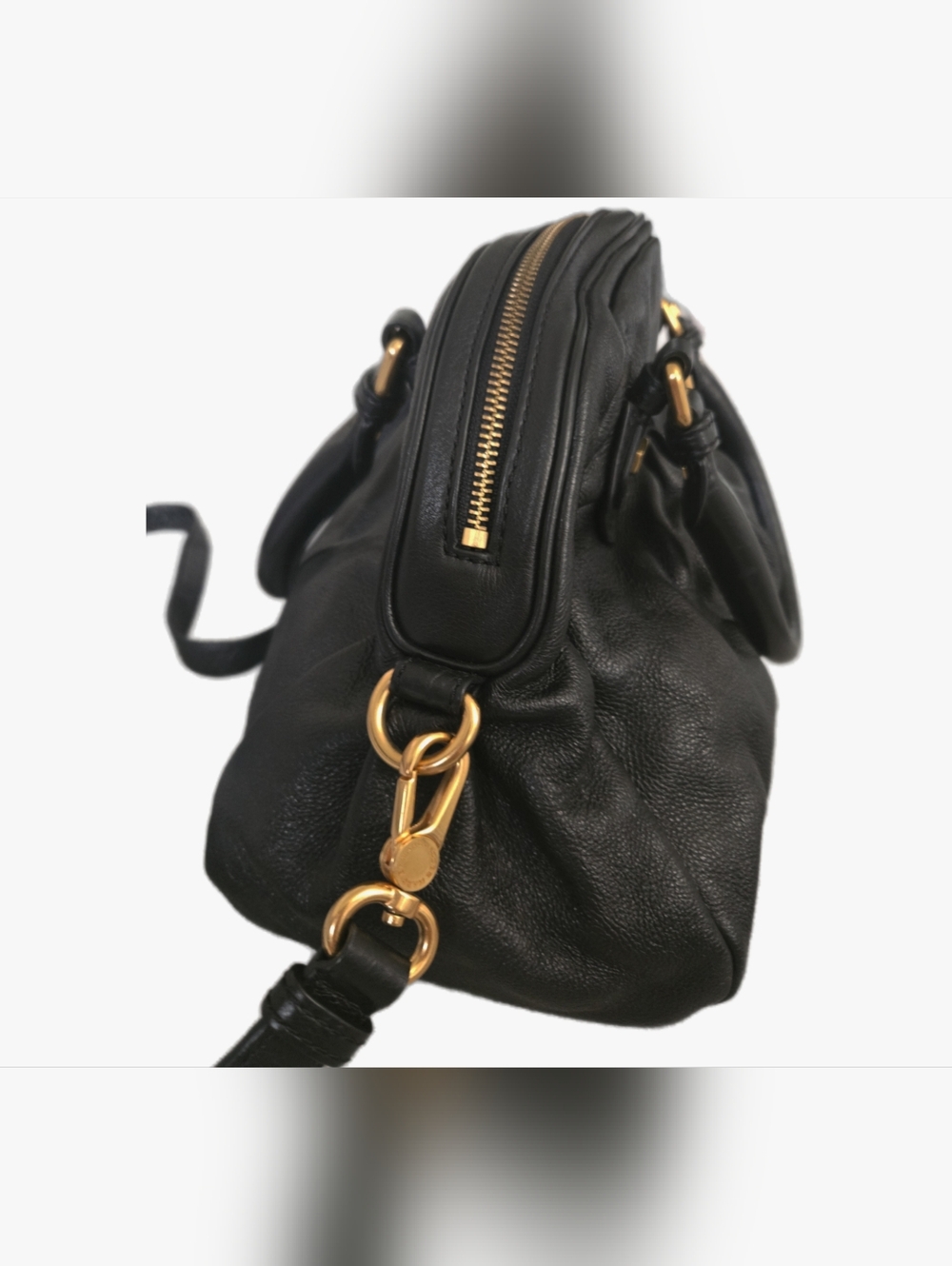 🖤 Marc By Marc Jacobs Classic Q Groovee Satchel Black Leather Crossbody Bag - Picture 4 of 16